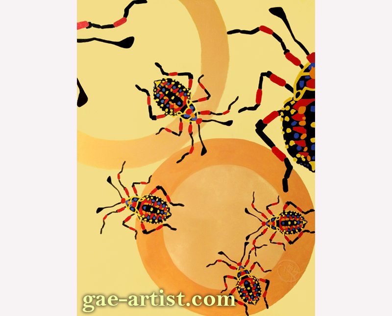 Coried Nymph Bug acrylic painting