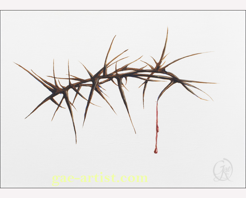 crown of thorns acrylic painting