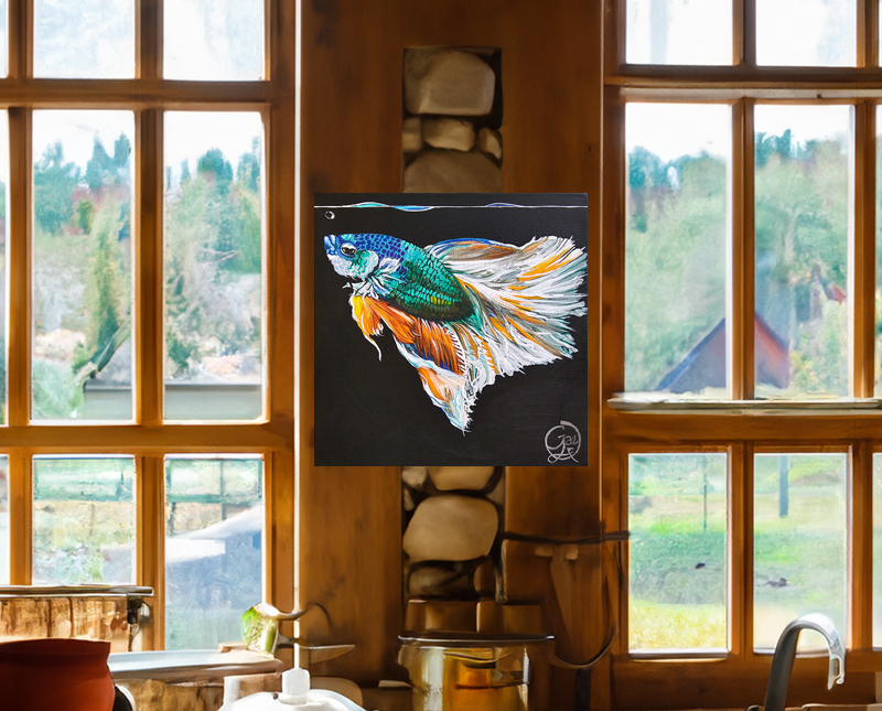 Betta Fish acrylic painting