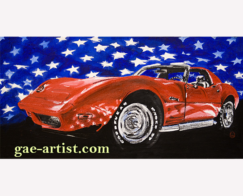 Corvette oil painting