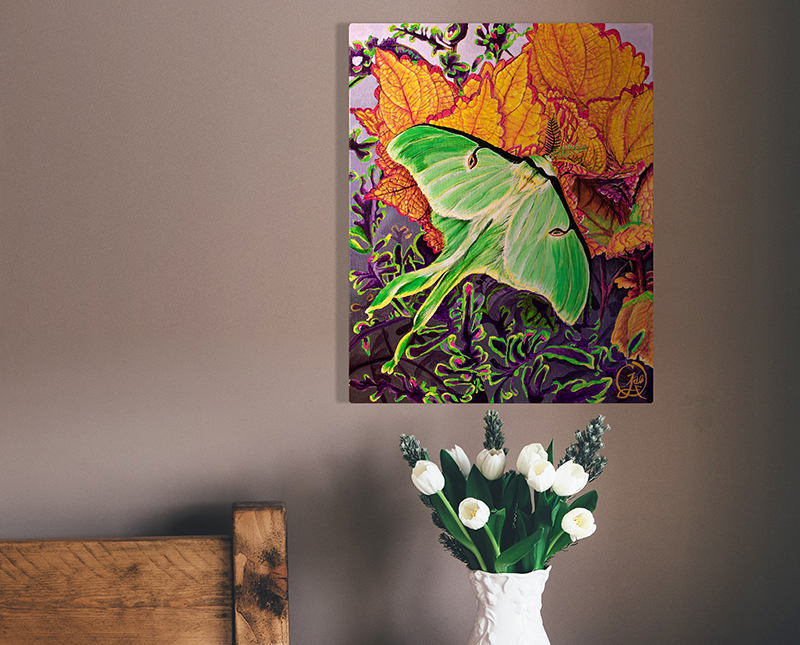 Luna Moth acrylic painting
